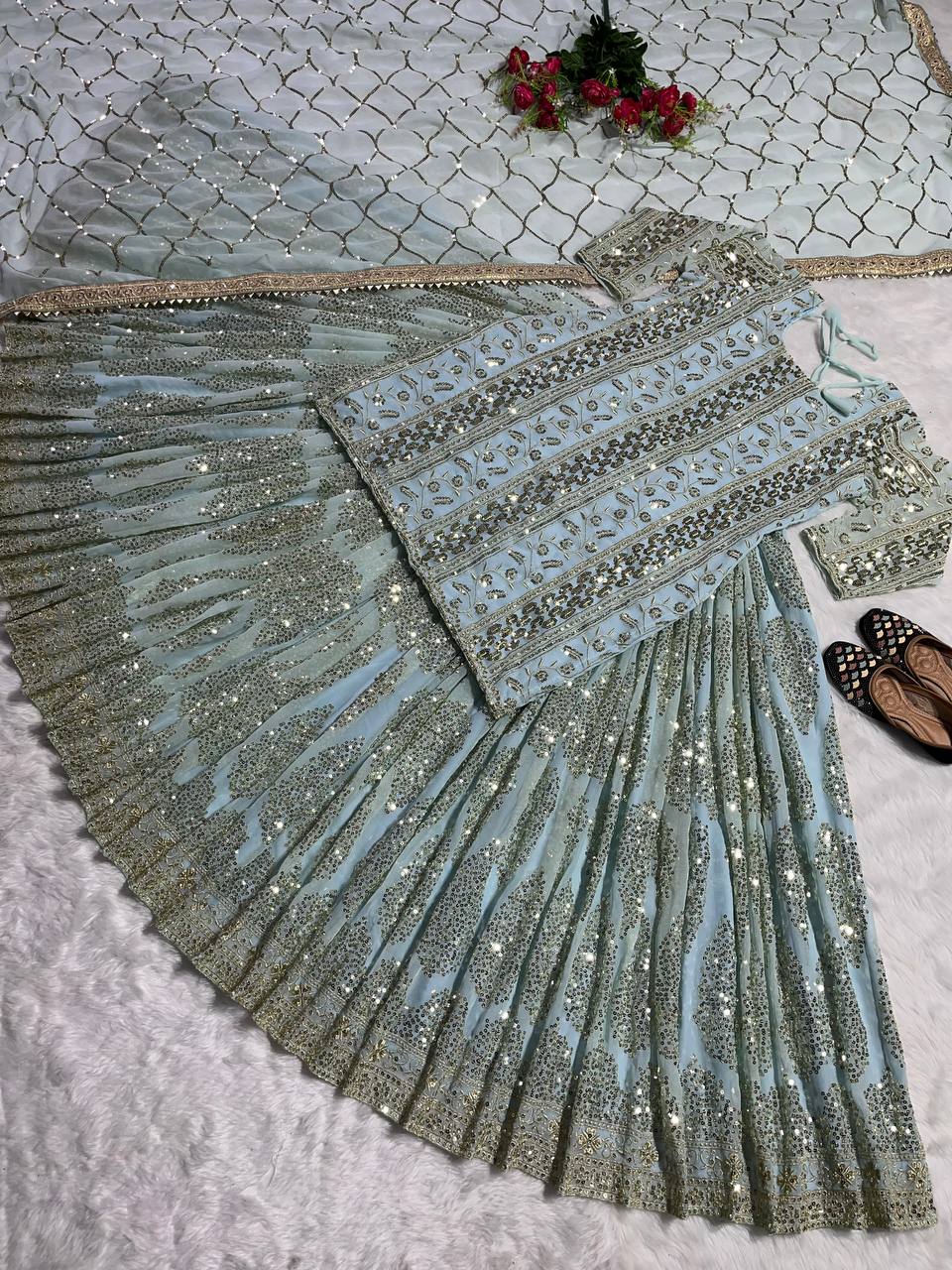 The Sovereign Lavender Shimmer Heritage Lehenga